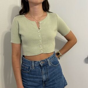 Princess Polly Light Green Crop Top